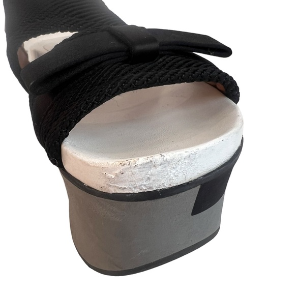 Marni Black/ Grey Canvas And Leather Bow Embellished Slingback Platform Sandals - Picture 3 of 8